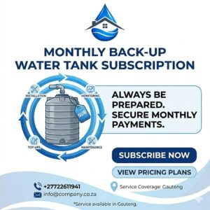 1000 litre backup water tank